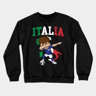 Italia Italian Soccer Boy Italy Flag Map Crewneck Sweatshirt